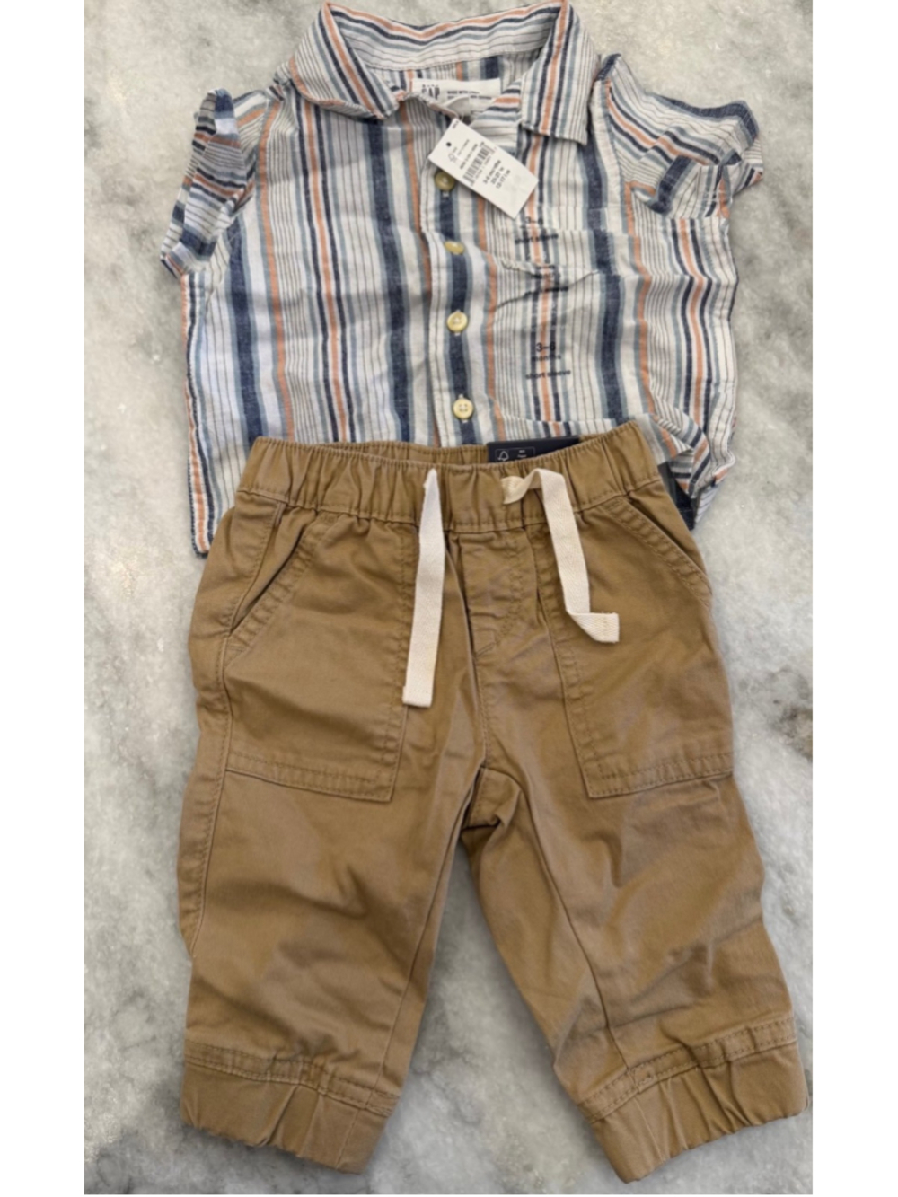 Baby gap khaki pants with button down shirt
